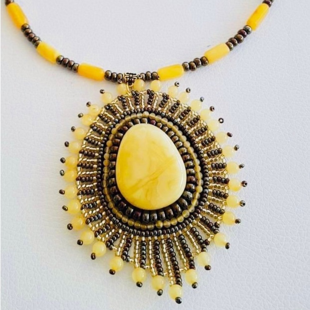 Amber necklace pendant jewelry gem women girls